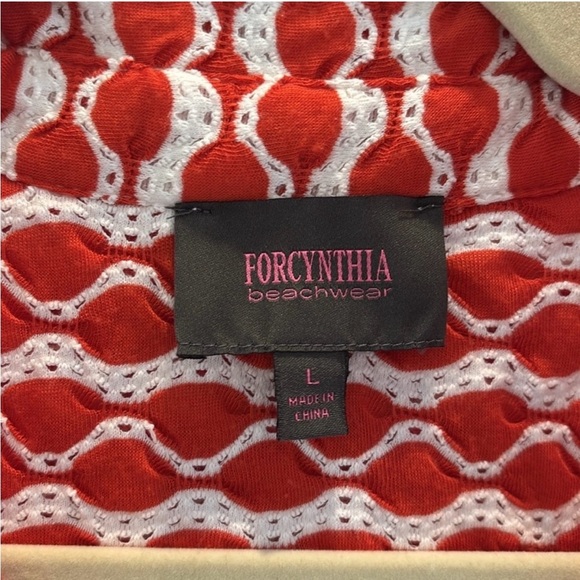 Forcynthia Beachwear Coverup in Orange and White Size Large - Picture 3 of 6